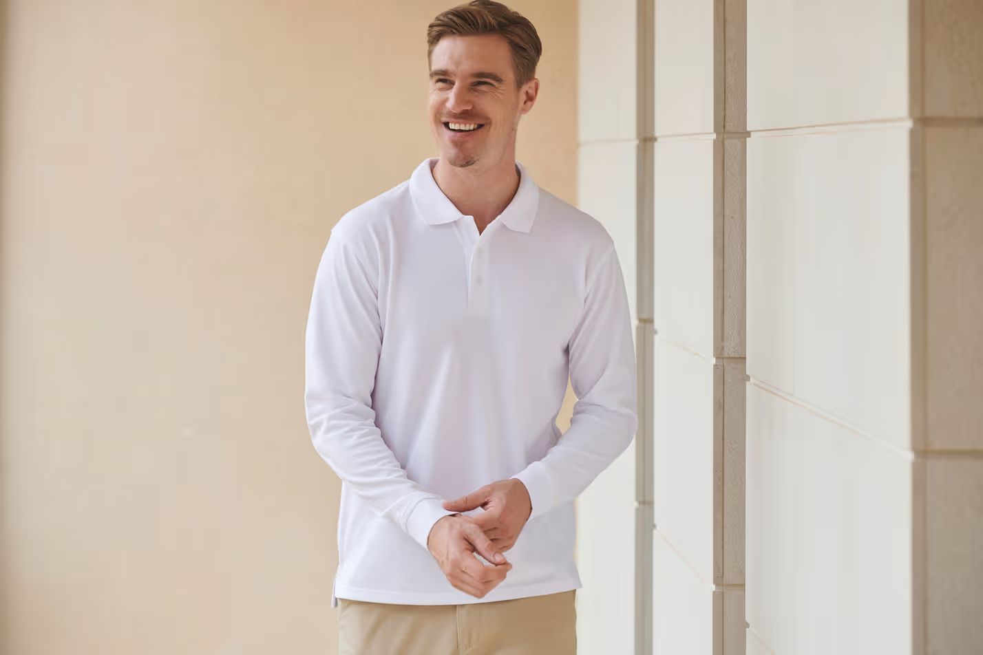 Henbury Unisex Polo Coolplus®, lange mouwen.