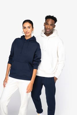 Native Spirit Ecologische Unisex sweater met capuchon en afhangende mouwen in geborsteld fleece.