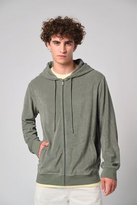 Native Spirit Ecologische badstof sweater met rits en capuchon.