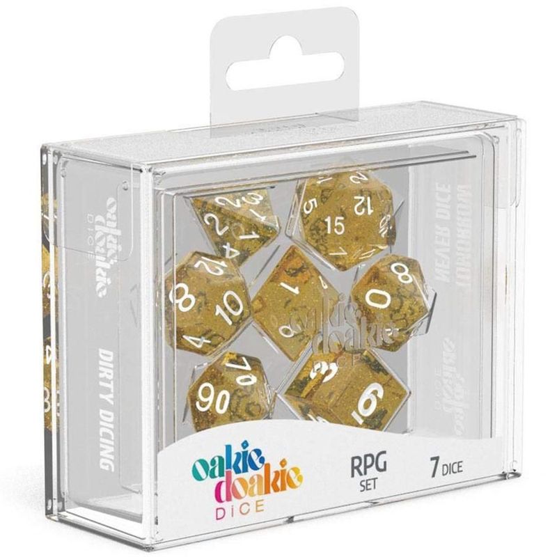 Set di 7 dadi per RPG - dorati con glitter Set di 7 dadi per RPG - dorati con glitter