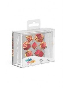 Set di 7 dadi per RPG -  rossi con bordo oro