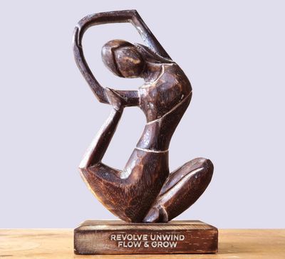Handmade Wooden Yoga Lady Statue – Eco-Friendly Albasia Wood, Artisan-Carved, Sustainable Decor, Meditation &amp; Zen Gift, 3 Designs Available