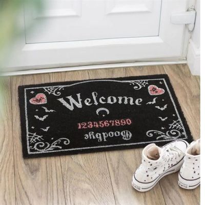 Pink and Black Talking Board Doormat – Gothic Witchy Home Decor – Ouija Style Coir Mat – Occult Entryway Rug – Indoor Halloween Welcome Mat
