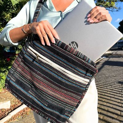 Soft Banjar Laptop Bag - Soft Cream and Grey - Stylish and Practical Travel Bag available in 4 colour options