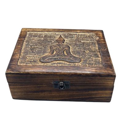 Large Wooden Buddha keepsake box,decorative wooden box,handmade wood box,artisan wood box,handcrafted wooden Buddha box