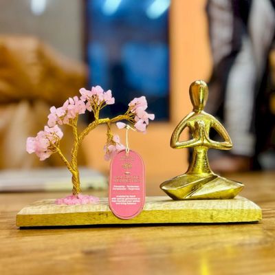 7 Chakra Gemstone Trees with Namaste Yoga Figurines | Rose Quartz, Amethyst, Aventurine | Healing Crystals for Meditation &amp; Yoga