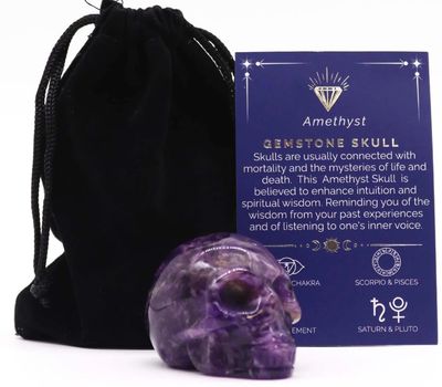 Hand carved crystal skull in Amethyst, rose quartz or opalite Crystal Skull for Healing and Meditation, Hand-Carved crystal
