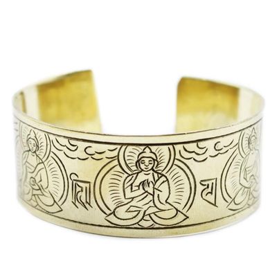 Handmade Brass Tibetan Mantra Bracelet – Tree of Life Design – Nepalese Spiritual Jewelry for Meditation &amp; Healing