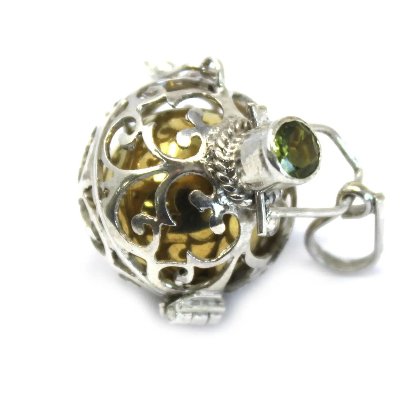 Silver Angel Bell Romance necklace– Handcrafted Bali 92.5 Silver, Blessing Bell with Neck Cord, Artisan Gift of Love and Protection