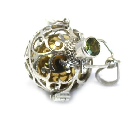 Silver Angel Bell Romance necklace– Handcrafted Bali 92.5 Silver, Blessing Bell with Neck Cord, Artisan Gift of Love and Protection