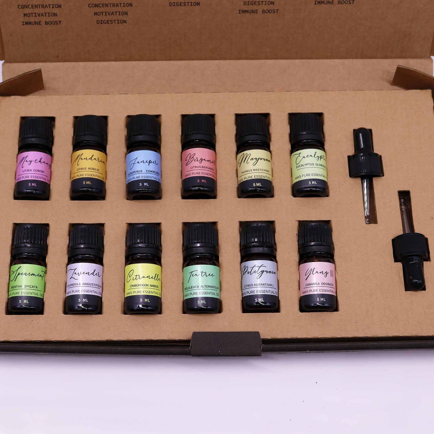 Spring Essential Oil Set 100% Pure Aromatherapy Oils, Vegan and Handmade 12x 5ml Oils + 2 Droppers | Floral, Herbal, Woody &amp; Citrus Scents