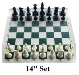 CHESS SET, 14" sq BOARD, 3" King