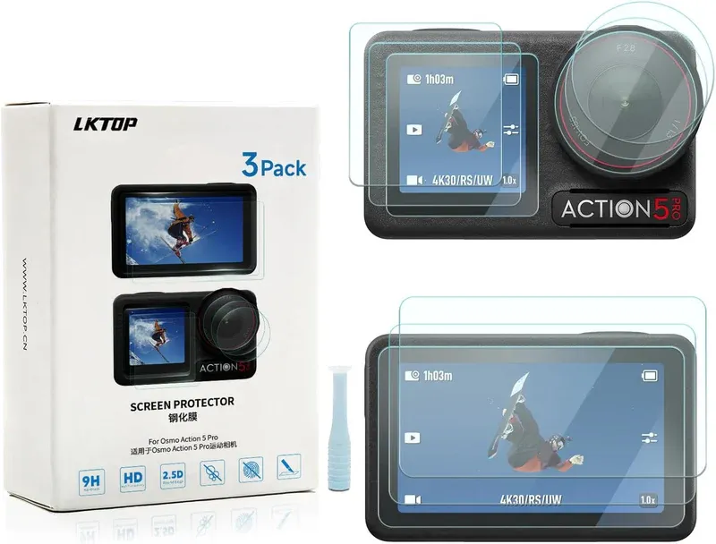 LKTOP Schutzfolie für DJI Osmo Action 5 Pro (3er Pack)