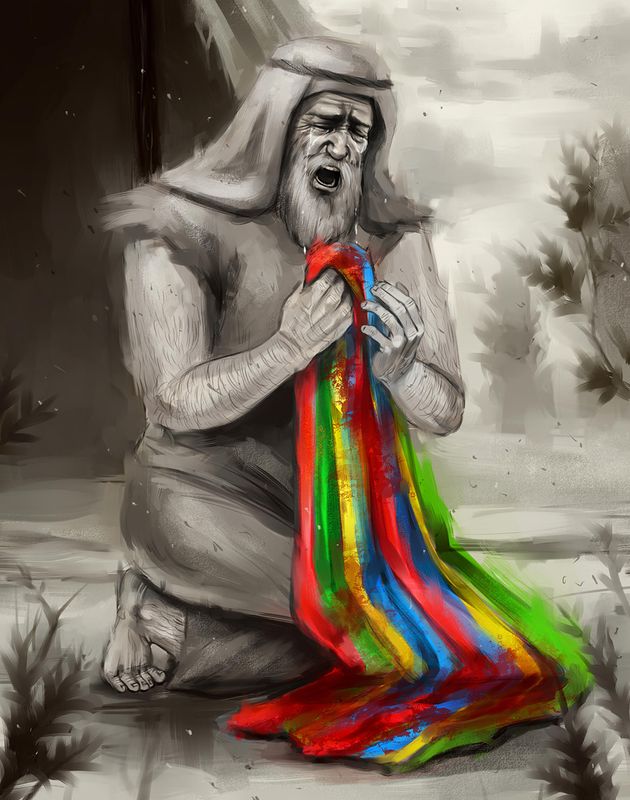Genesis 37 - Jacob mourns holding Joseph's striped robe