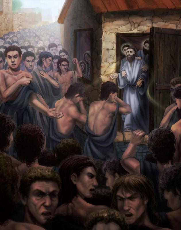 Genesis 19 - The Evil Crowd and the Angels at Lot's House in Sodom