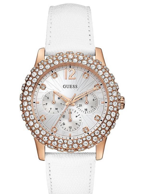 Montre Guess blanche rose dorée