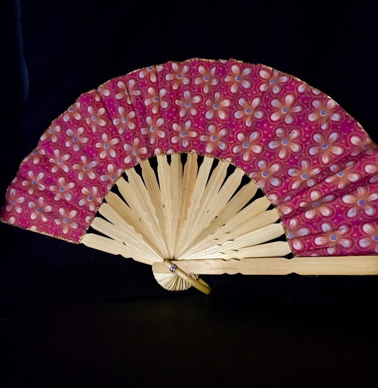 Batik Fan/Pink Flowers