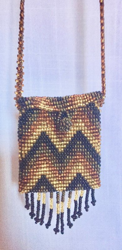 Guatemalan Medicine Bag / Gold / Black