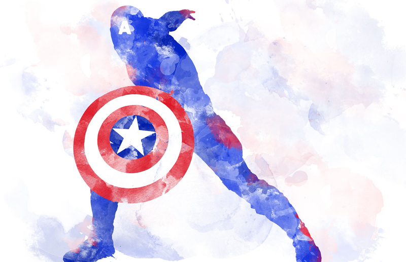 Captain America Watercolor 11x17 Framed