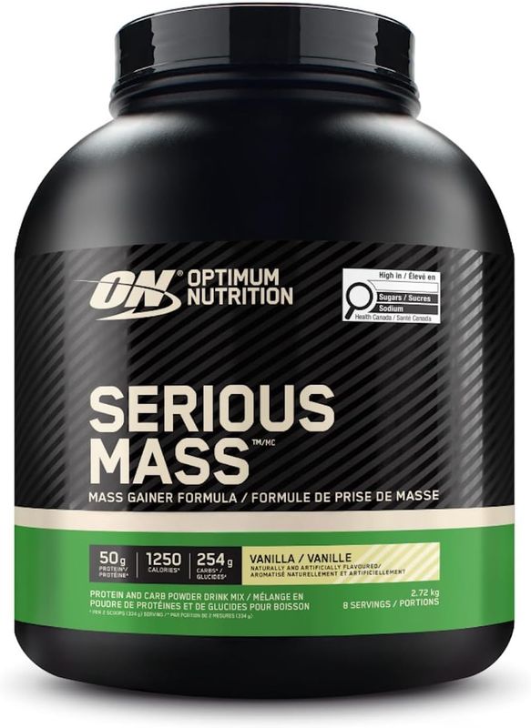 Optimum Nutrition Serious Mass Powder | High Calorie Protein &amp; Carbohydrate Powder | 50g Protein, 1250 Calories, 250g Carbohydrates | 6LB (Chocolate)