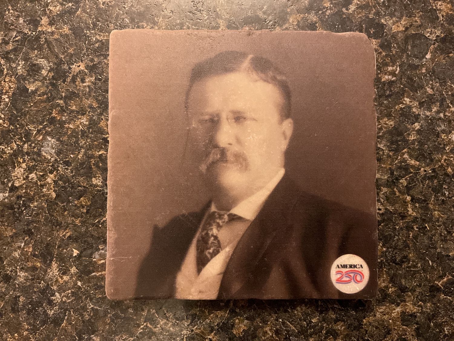 Theodore Roosevelt Tumbled Stone Coaster