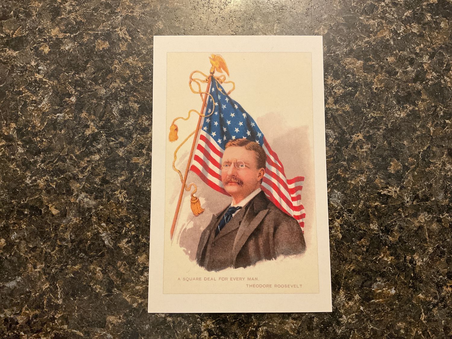 Theodore Roosevelt and Flag Postcard