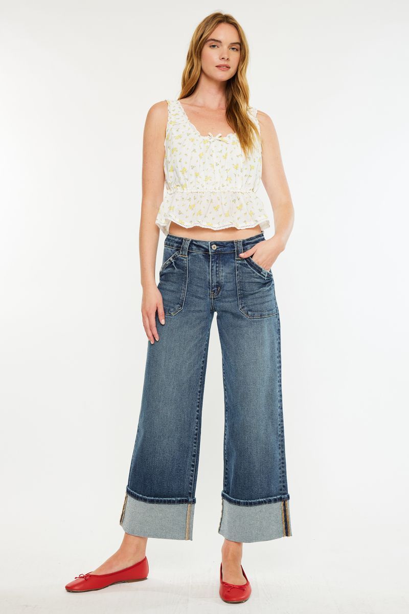 Kan Kan MID RISE WIDE LEG JEANS