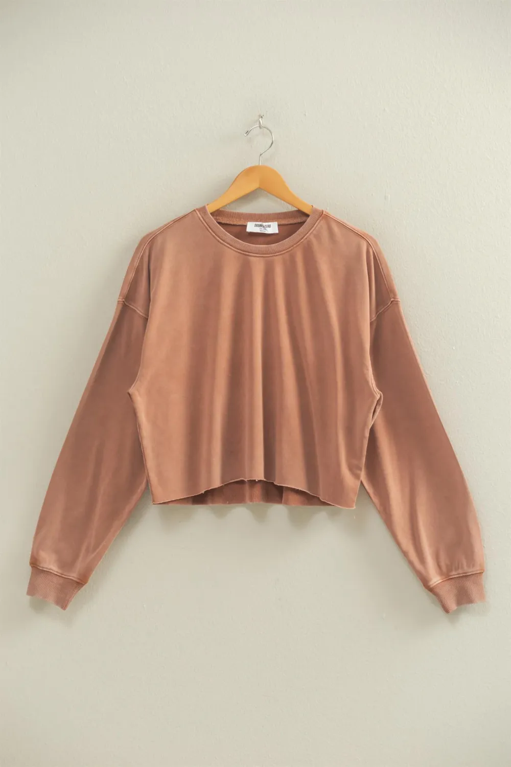 Cropped Crewneck Sweatshirt With Oversized Sleeves