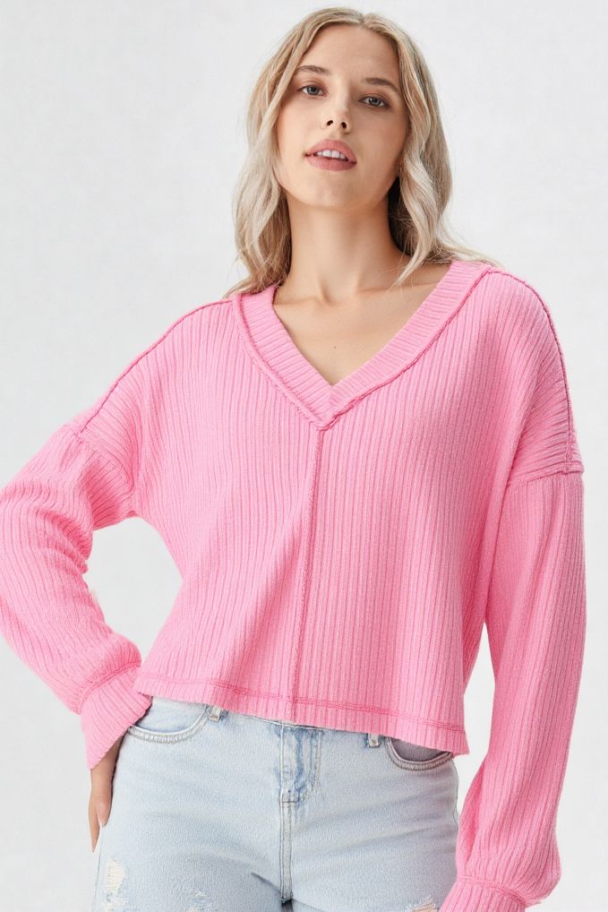 Casual Comfy Soft V-Neck Knit Top