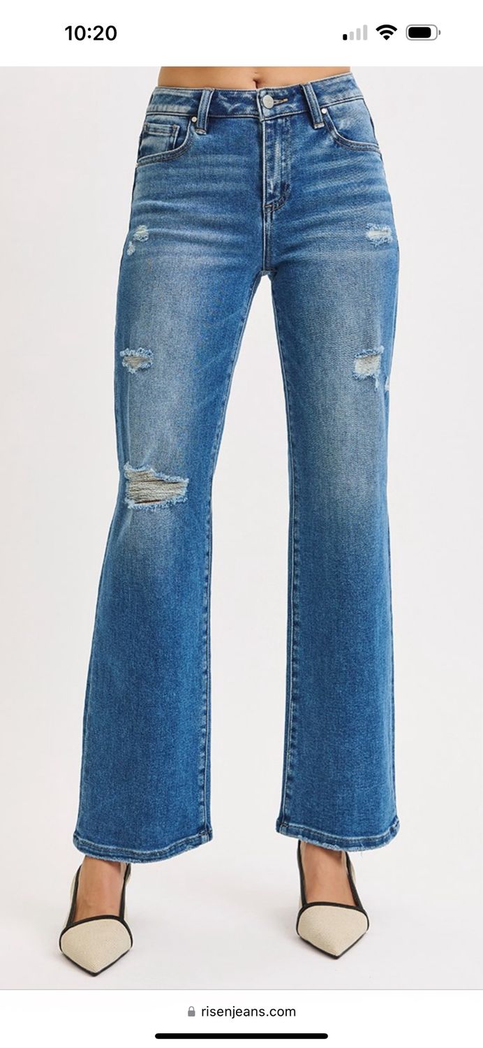 Risen High rise front distressed jean