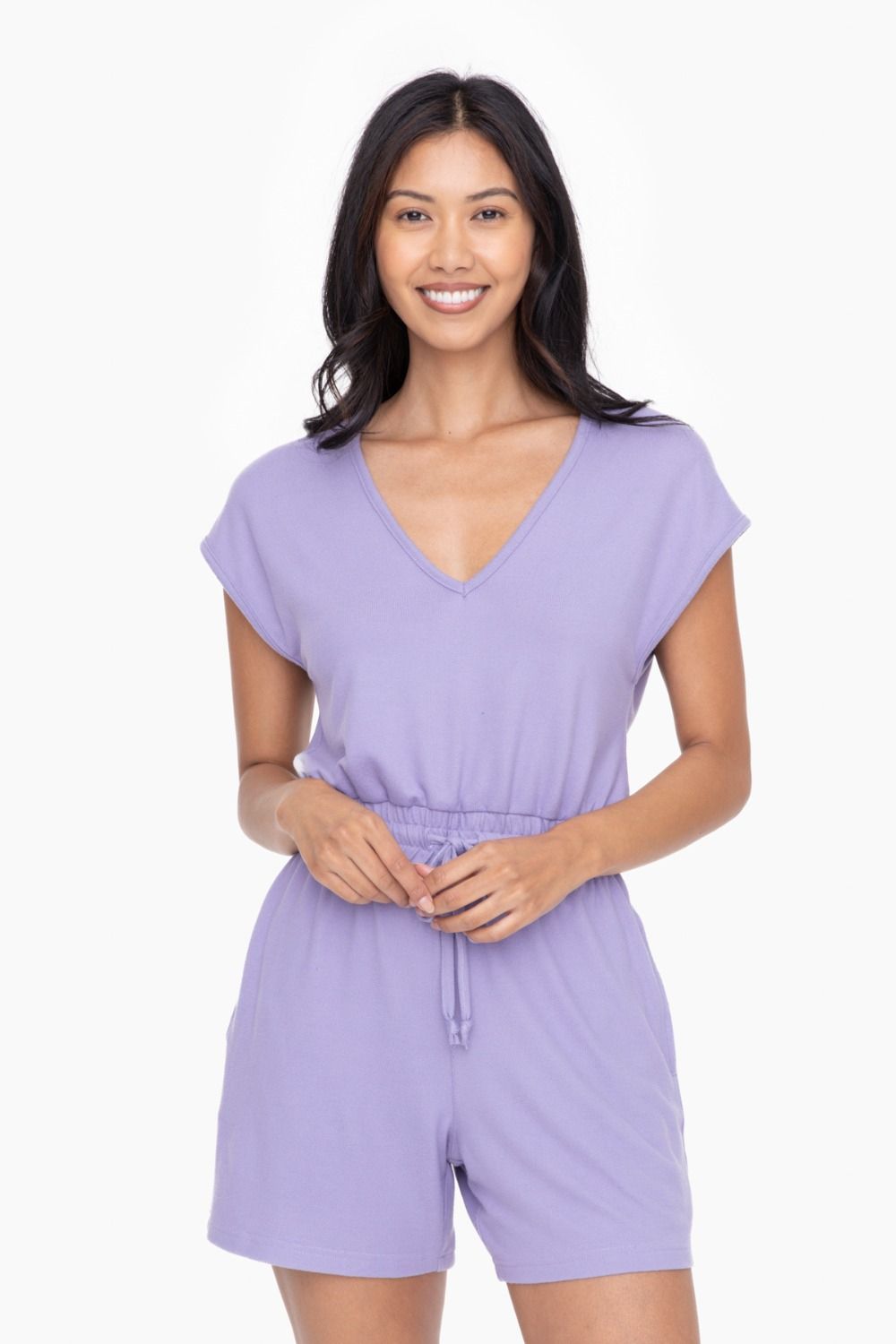 Brushed Hacci V-Neck Romper