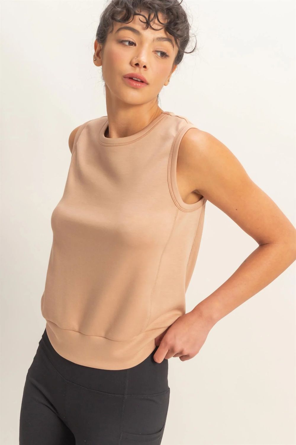 Sleeveless Crew Neck Top