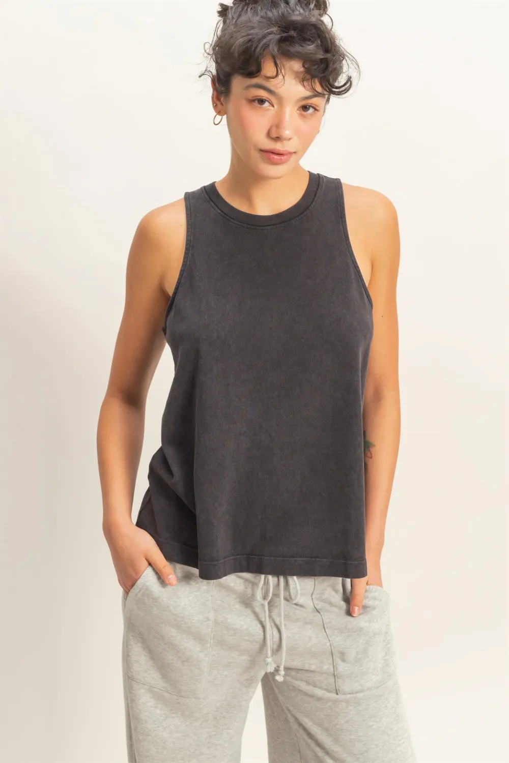 Mineral Washed Sleeveless Top