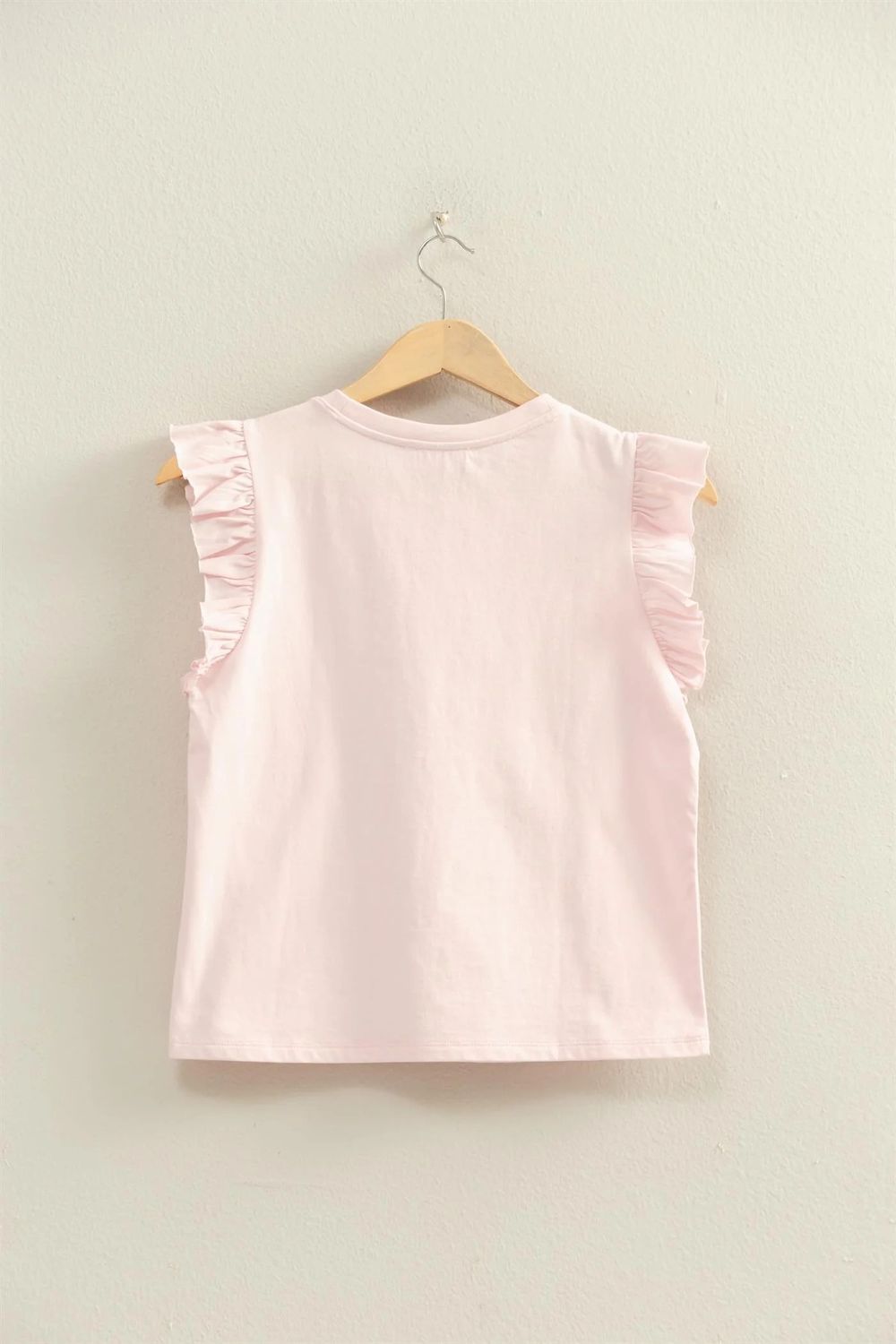 Ruffle Cap Sleeve Crew Neck Top