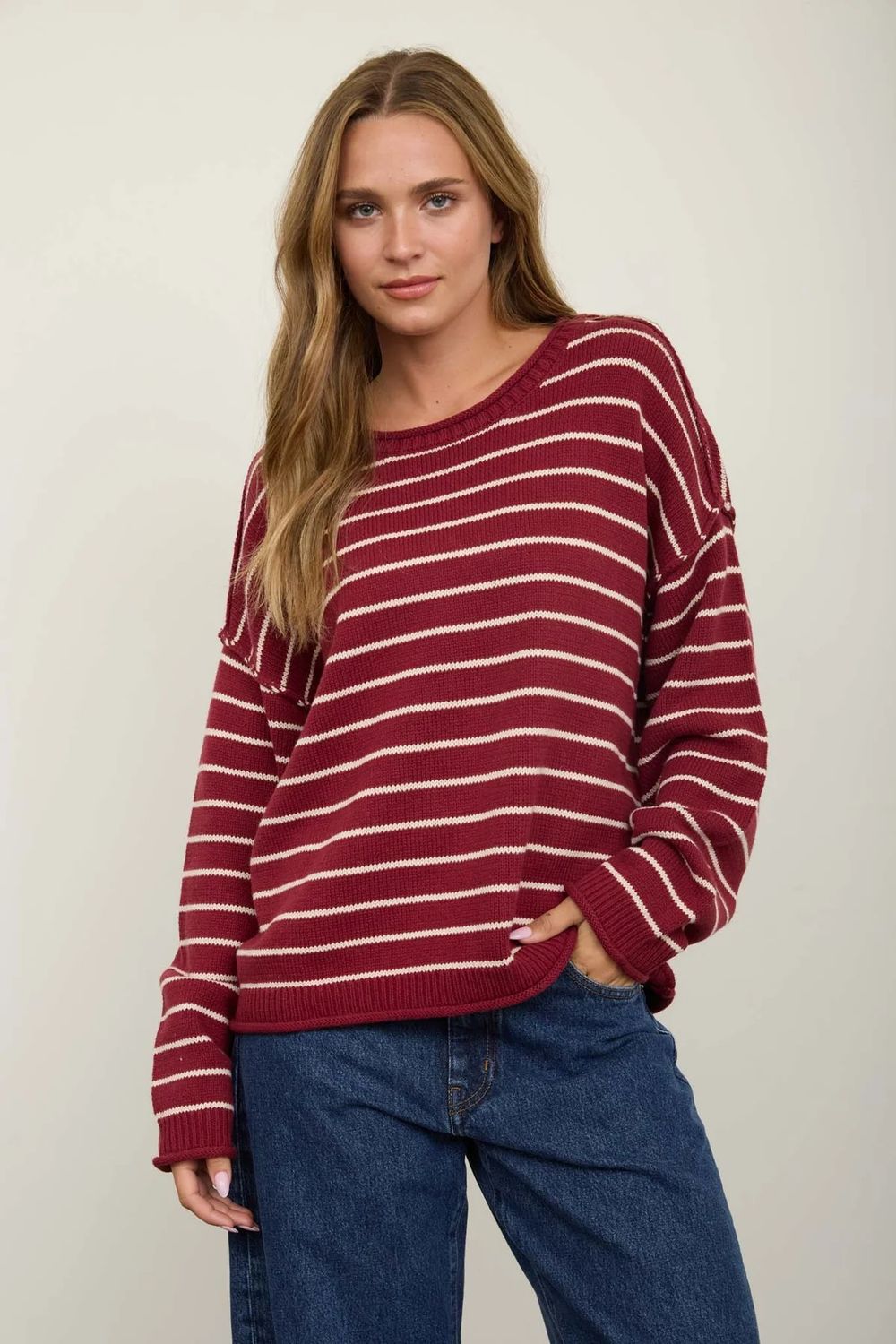 Crew Neckline Long Sleeve Sweater