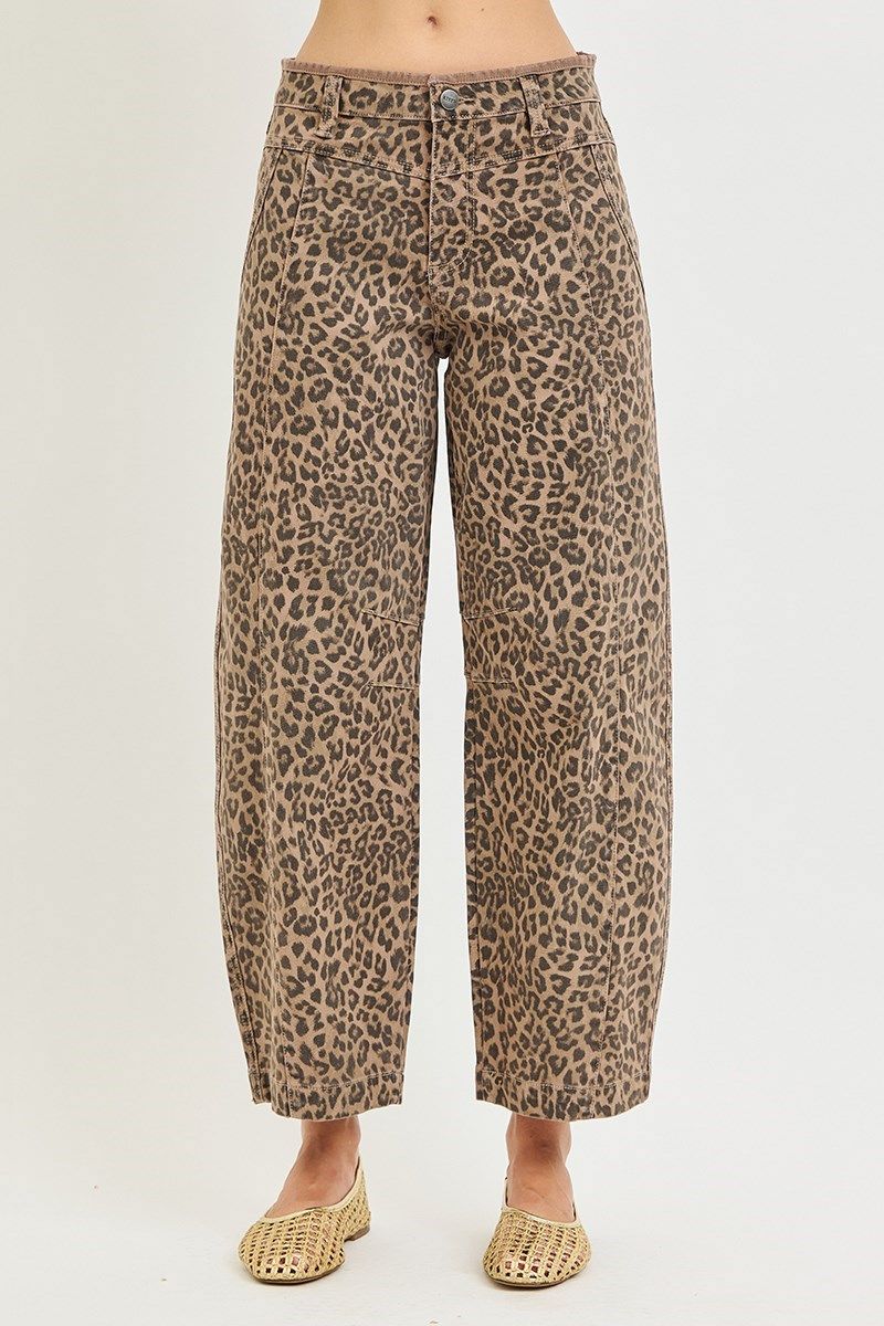 Slouchy Crop Barrel Leopard Print Pants