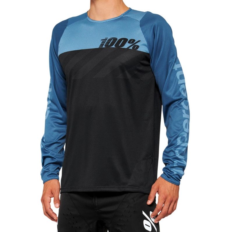 100% R-CORE LONG SLEEVE JERSEY BLACK/SLATE BLUE
