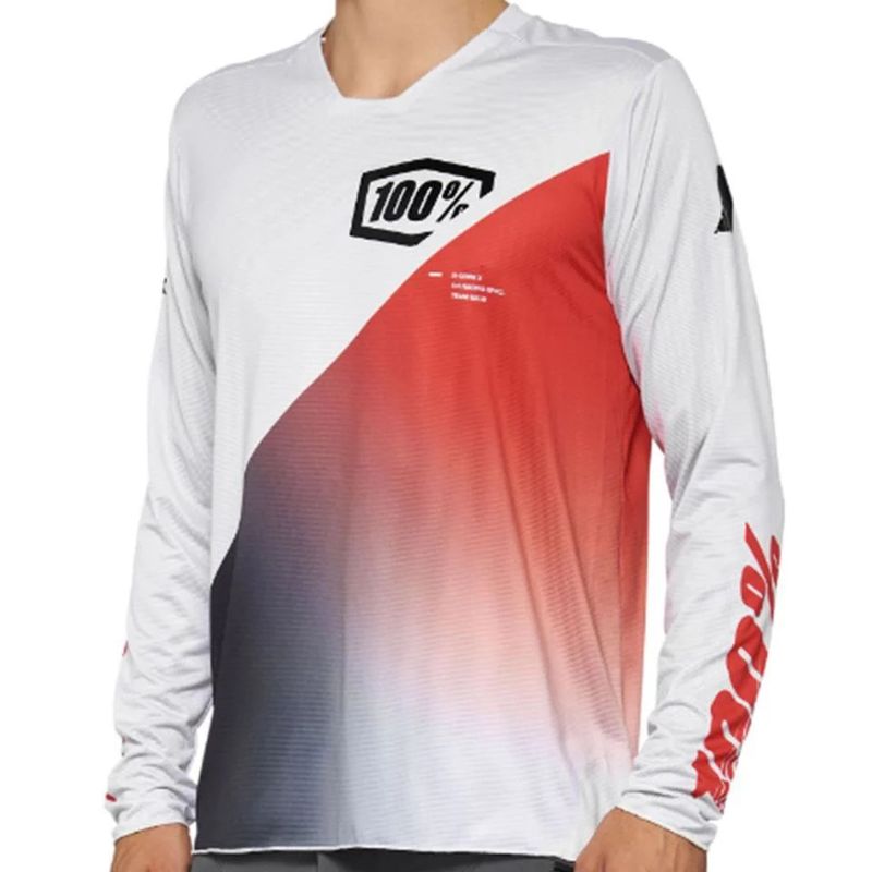 100% R-CORE-X LONG SLEEVE JERSEY GREY/RACER RED