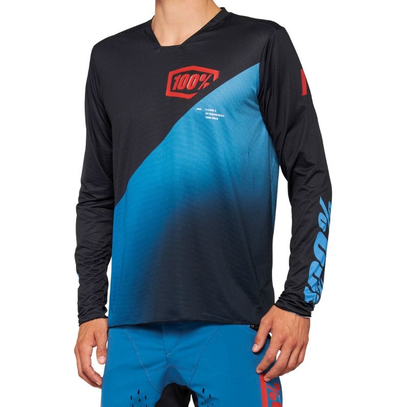 100% R-CORE-X LONG SLEEVE JERSEY BLACK/SLATE BLUE