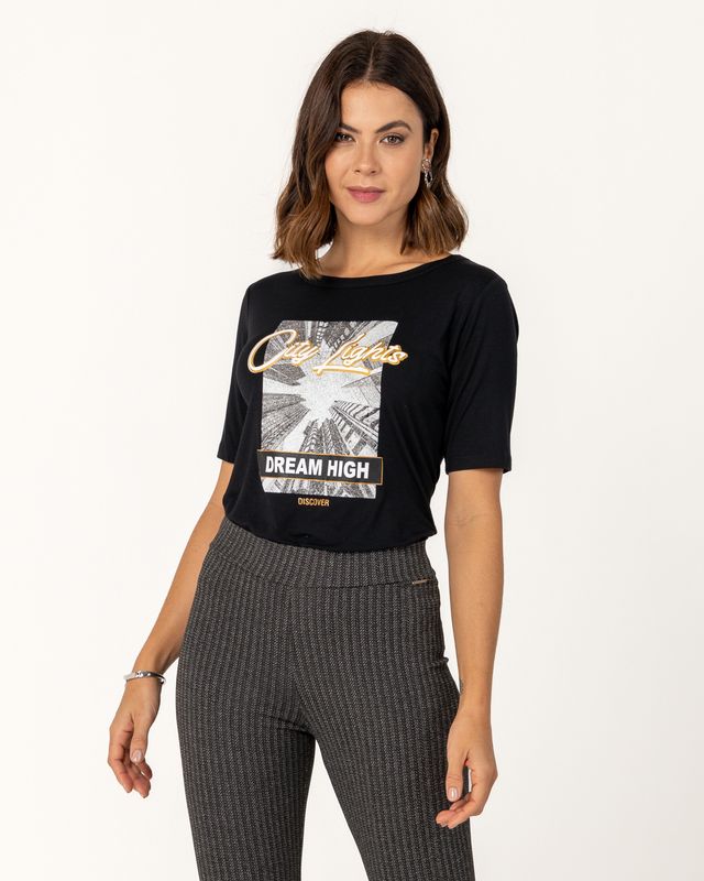 Women&#39;s Viscose Knit T-Shirt with Localized Print