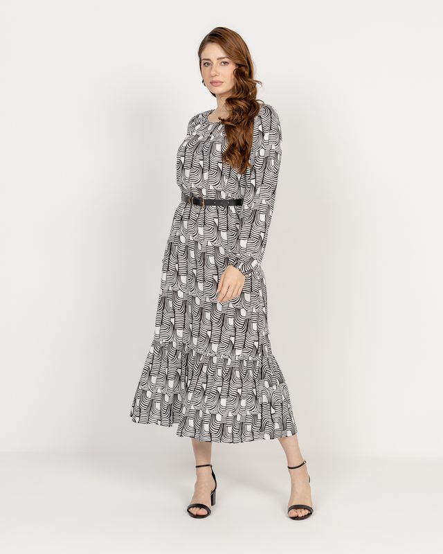 Printed Women&#39;s Midi Viscose Dress