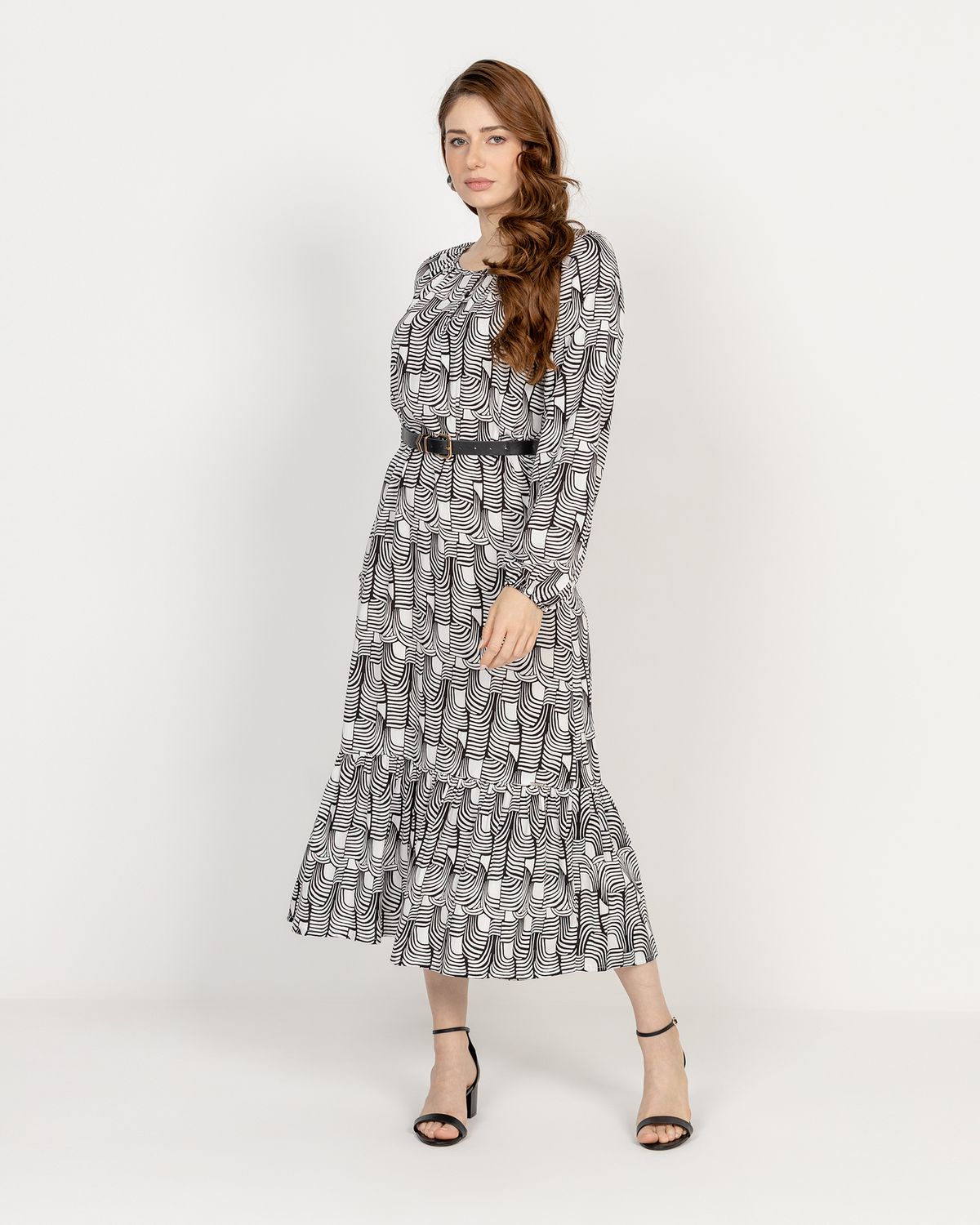 Printed Women&#39;s Midi Viscose Dress