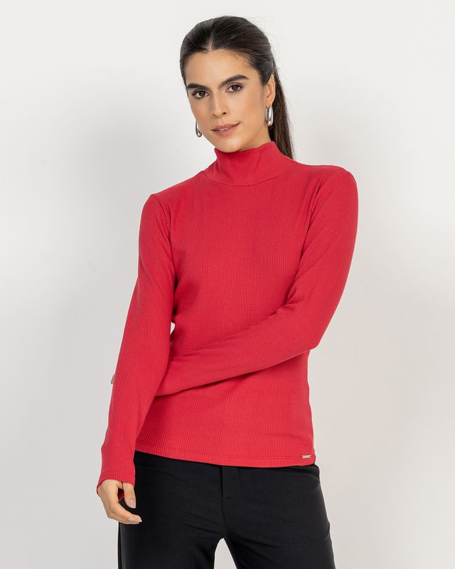 Ribbed High Neck Top