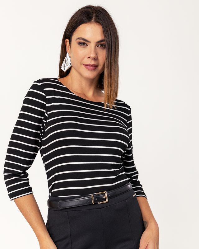 Women&#39;s 3/4 Sleeve Striped Knit Top