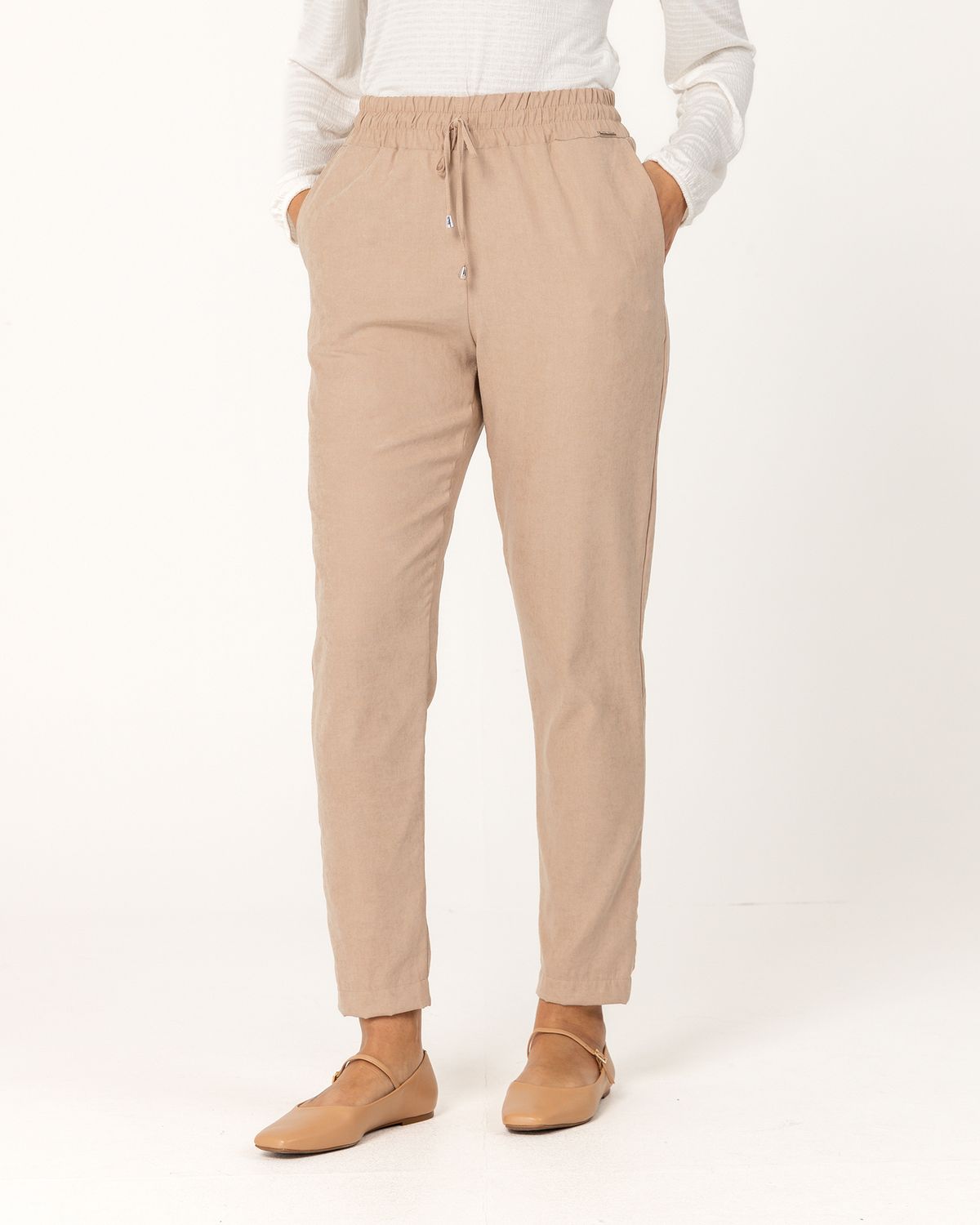 Cupro Touch Pants with Tie Waist