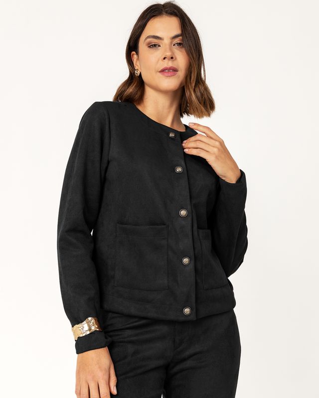 Suede Coat with Pockets