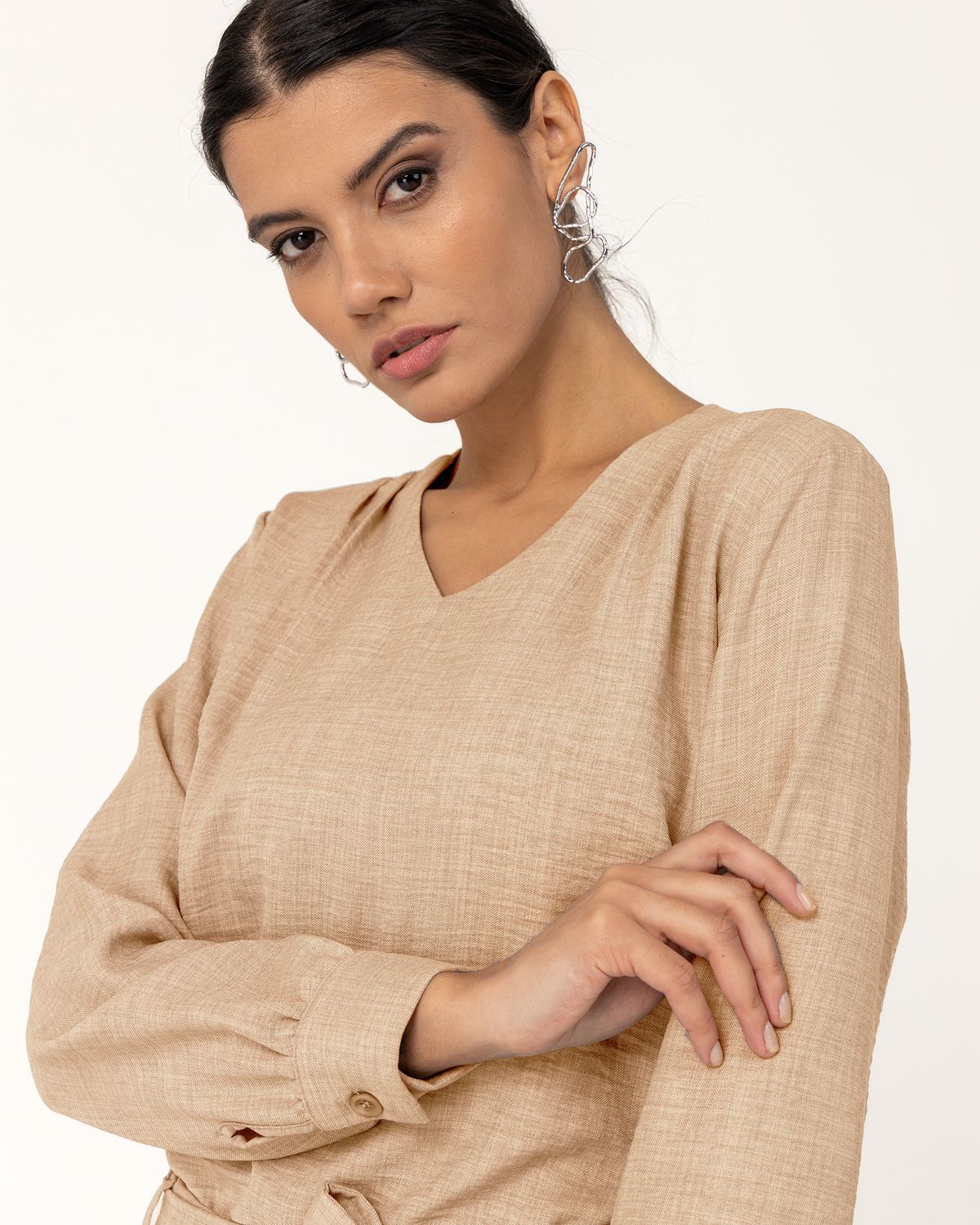 Women&#39;s Crepe Shirt with Cuffs