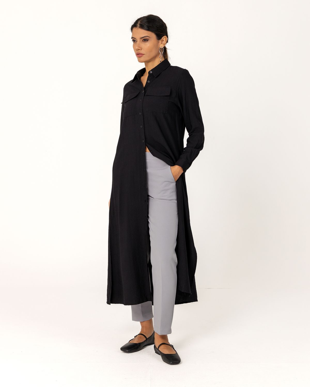 Long Sleeve Midi Shirt Dress