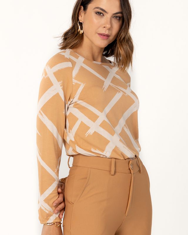 Women&#39;s Long Sleeve Printed Knit Top