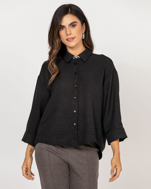 Women&#39;s Crepe Shirt with 3/4 Sleeves